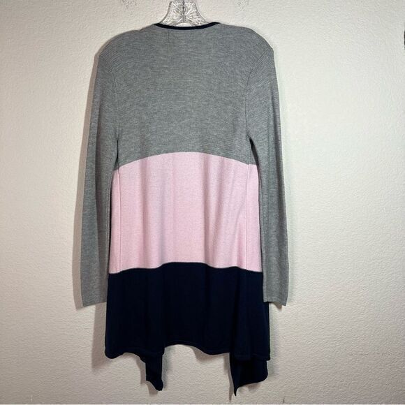 Philosophy Pink Gray Navy Stripe Open Front Knit Long Cardigan‎ Women's XS - Picture 5 of 6